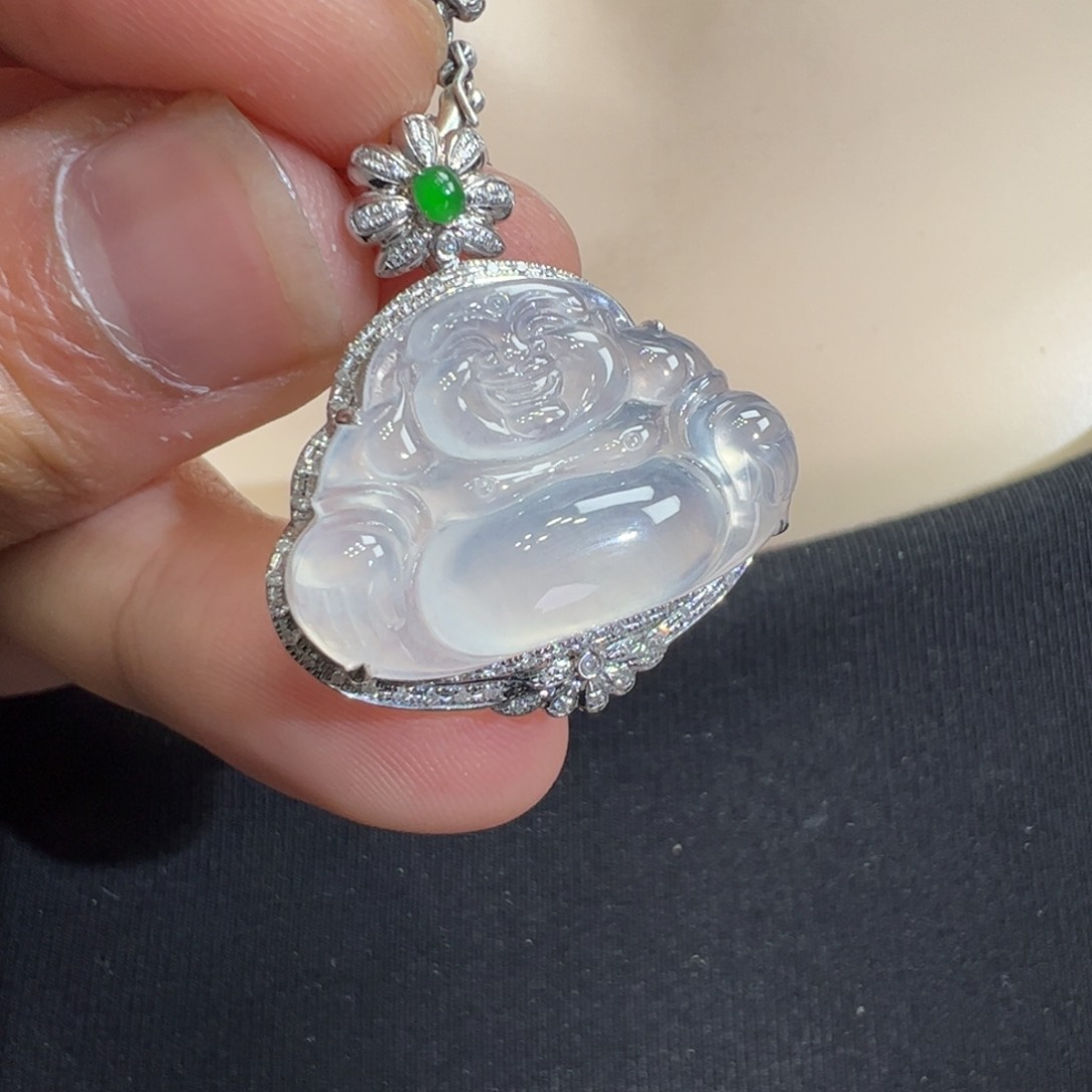 翡翠吊坠(不含链)18K金镶嵌