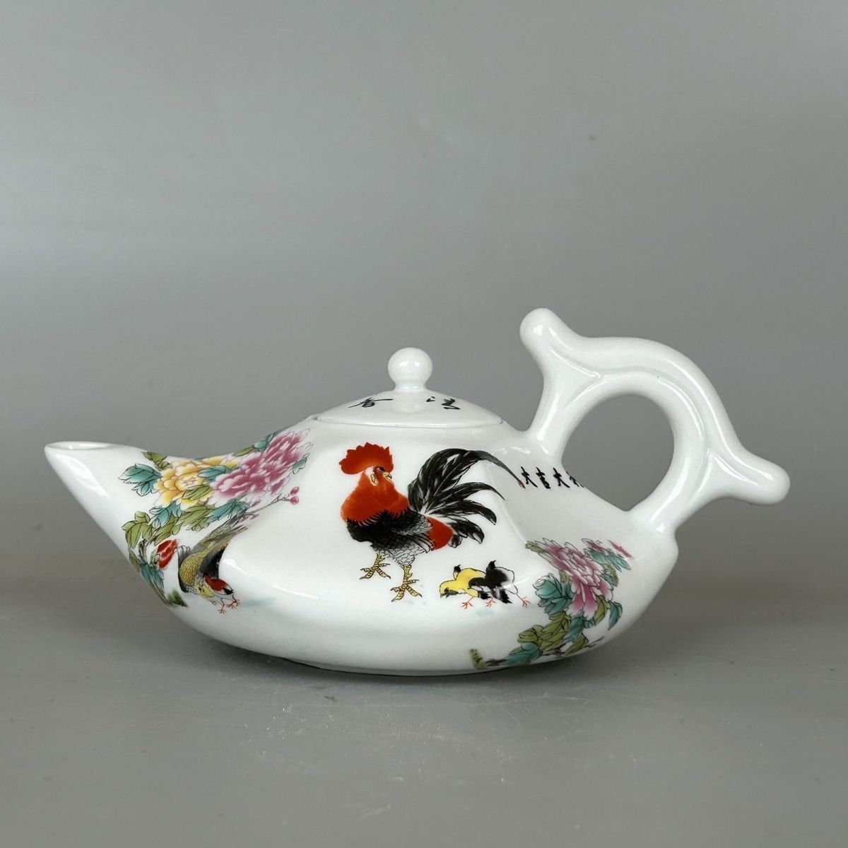 景德镇瓷器大吉大利公鸡茶壶古玩古董老货旧货收藏摆件