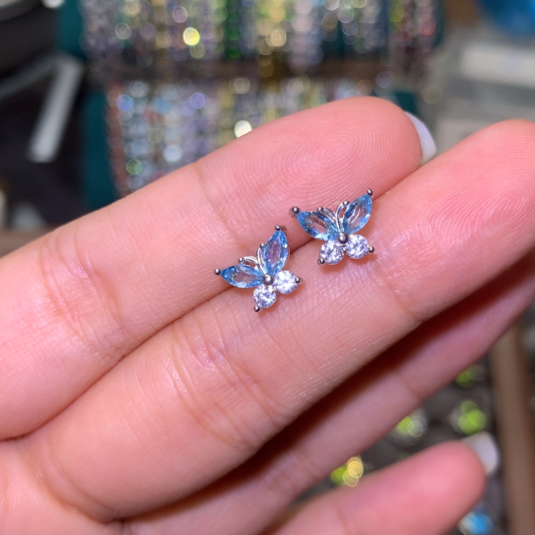 银S925镶嵌耳饰托帕石