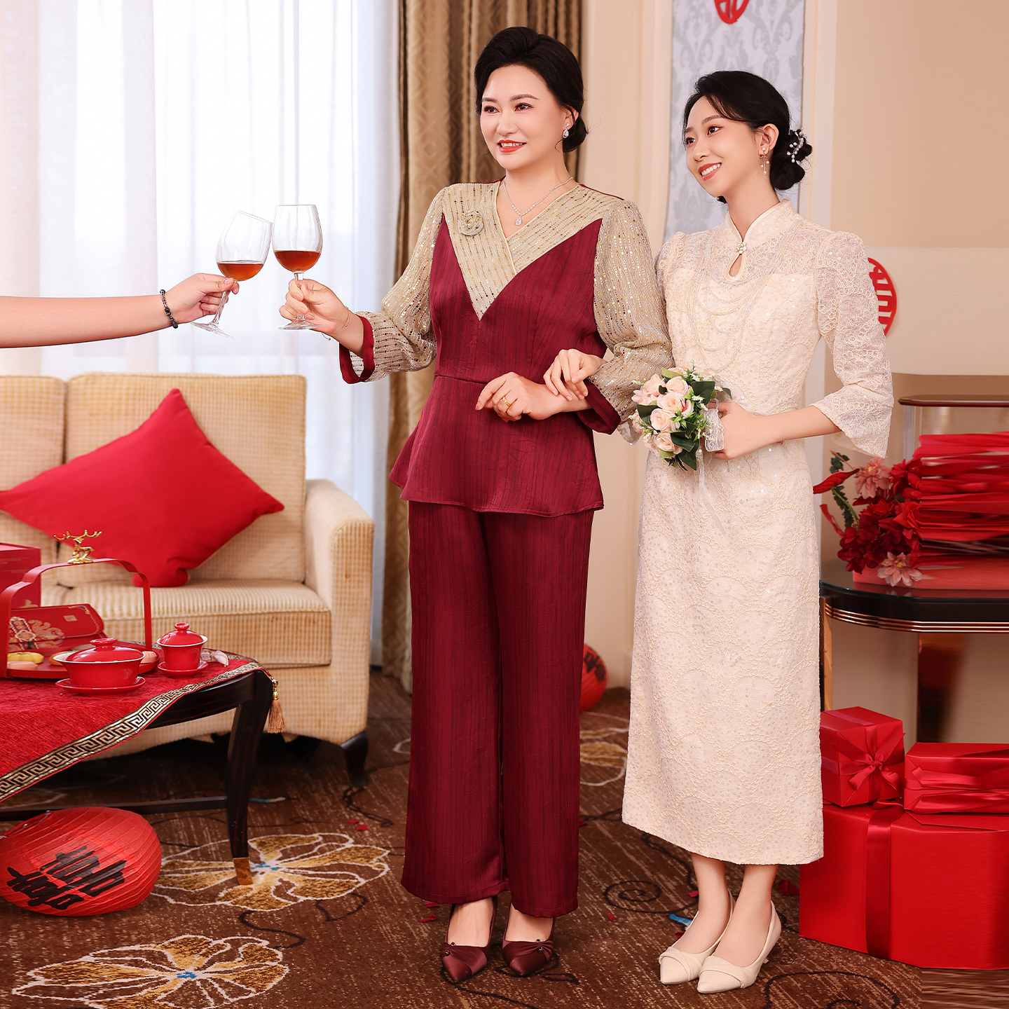 喜妈妈结婚礼服婚宴装高档气质洋气新款订婚喜服敬酒服WZ25670