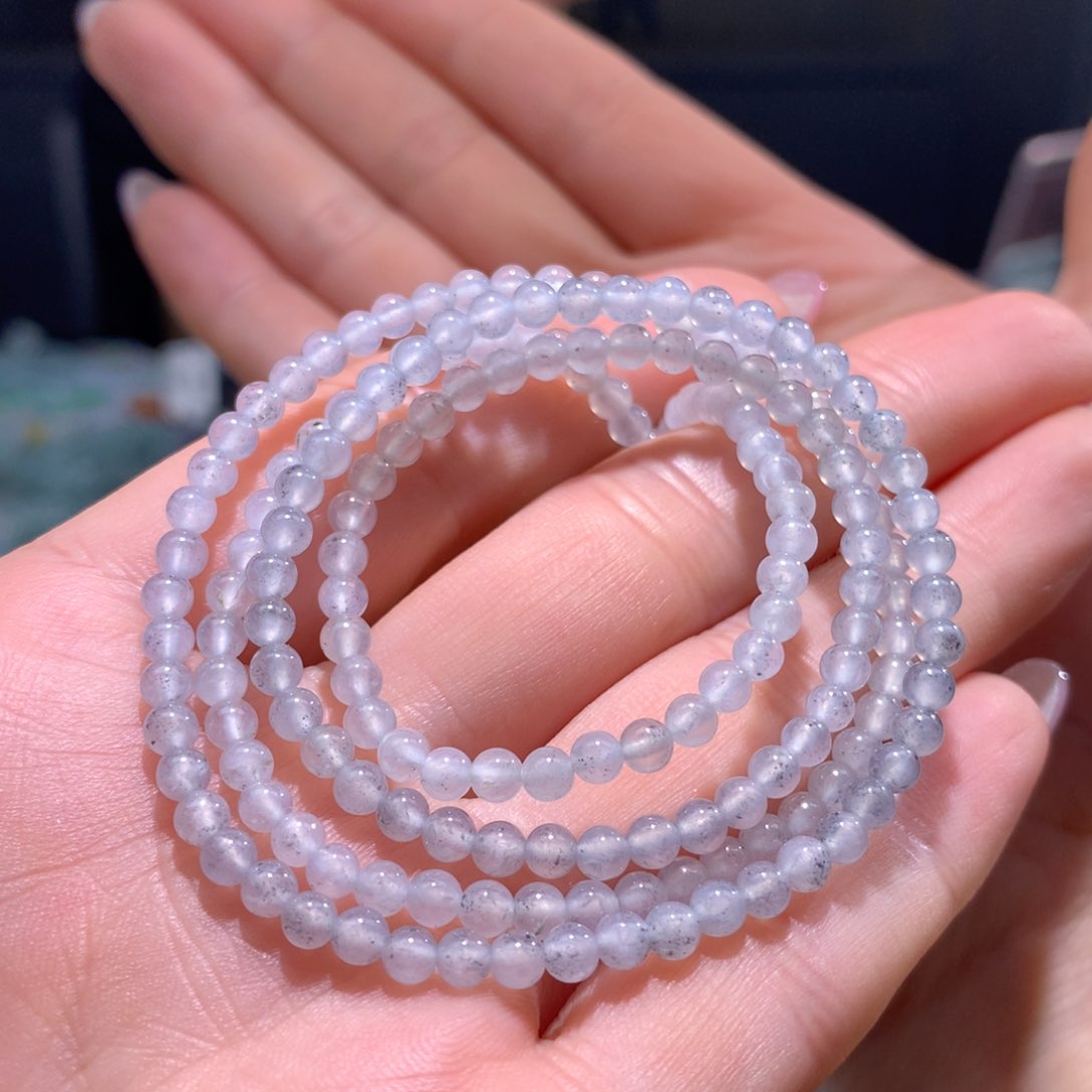 翡翠手链未镶嵌冰种白月光乌鸡项链卡3.7m m