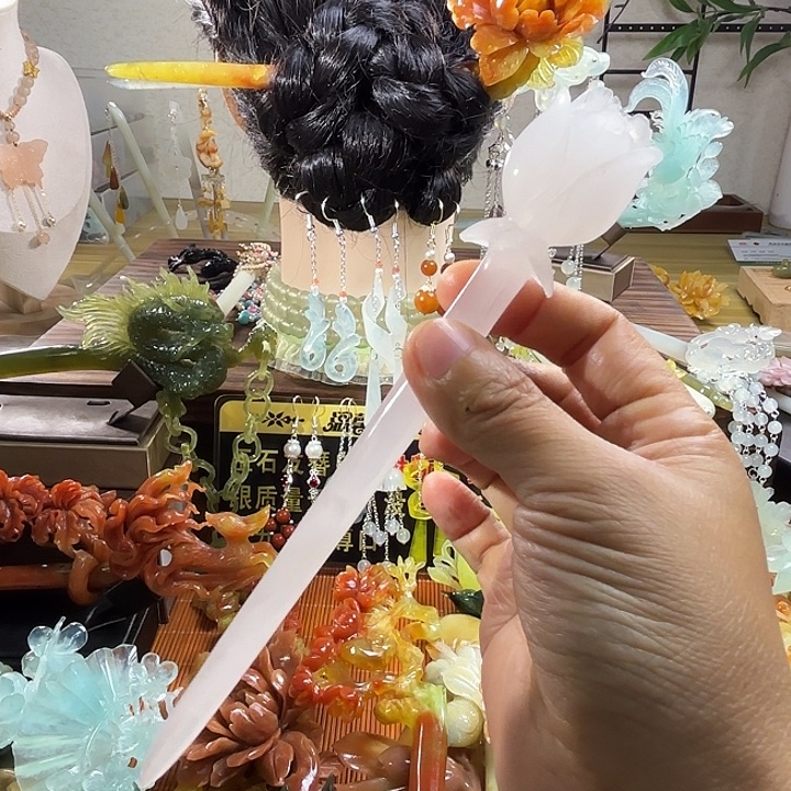 蛇纹石玉合金发饰