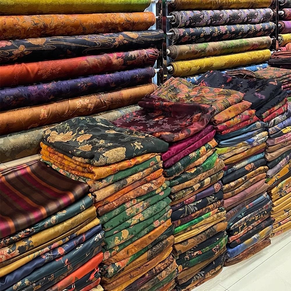 【布头】高档时装旗袍连衣裙面料花罗香云纱提花绢纺重磅顺德莨绸