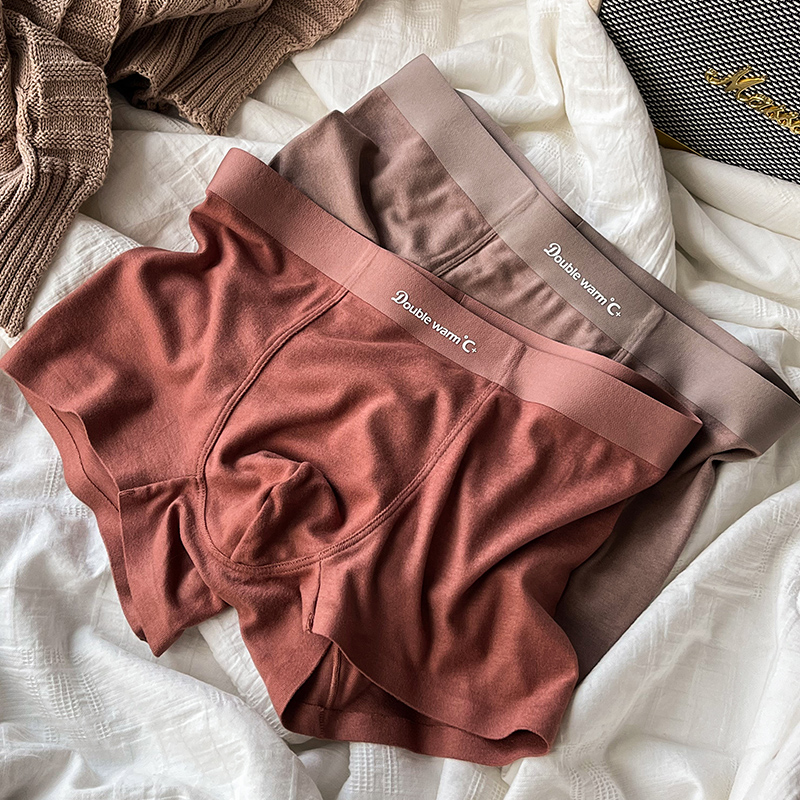 品彩软糯磨毛本命年美拉德透气男士内裤保暖男款四角平角裤短裤头商品图