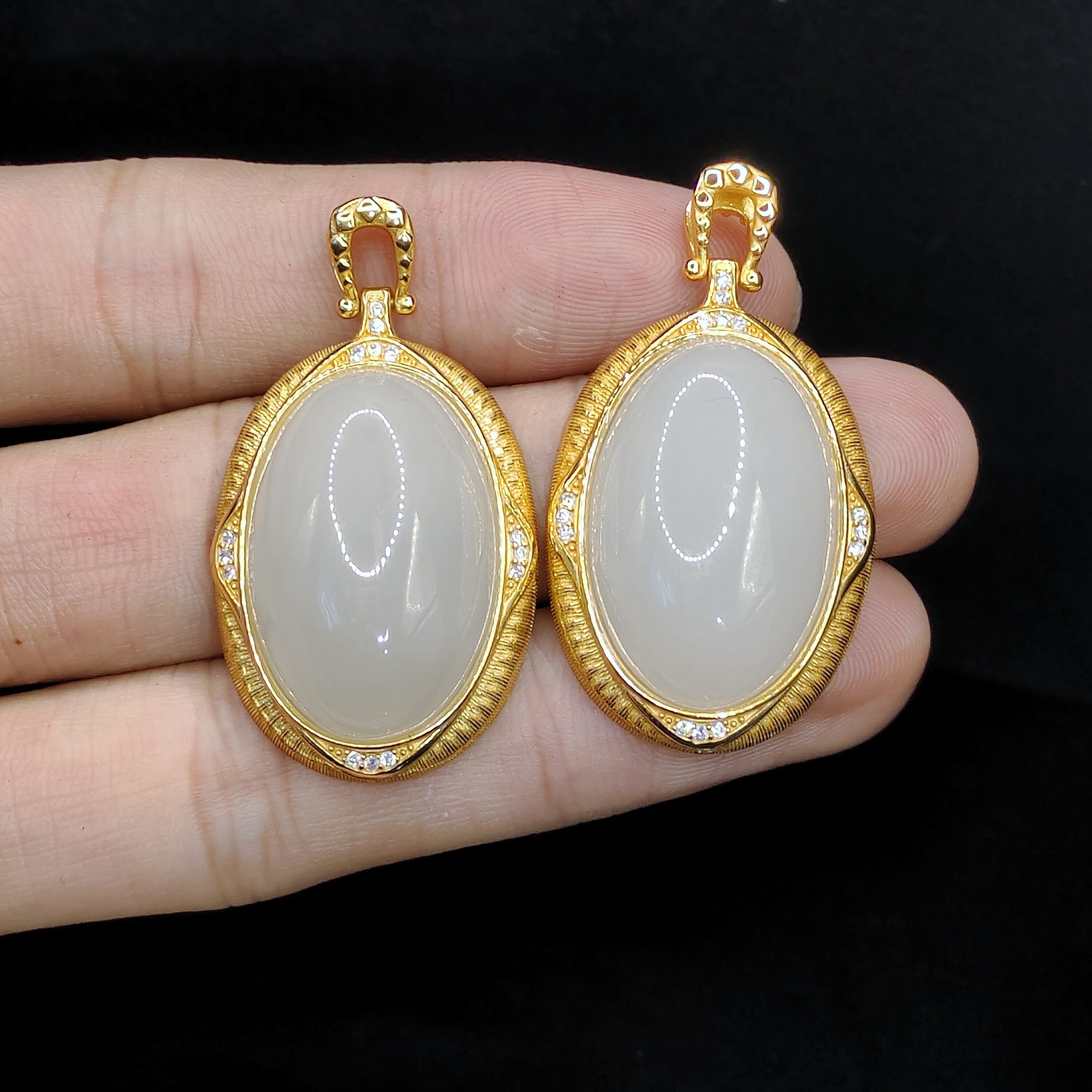 s925银和田玉鸽子蛋面吊坠赠链J1【多样性发其一】约25-16-11mm