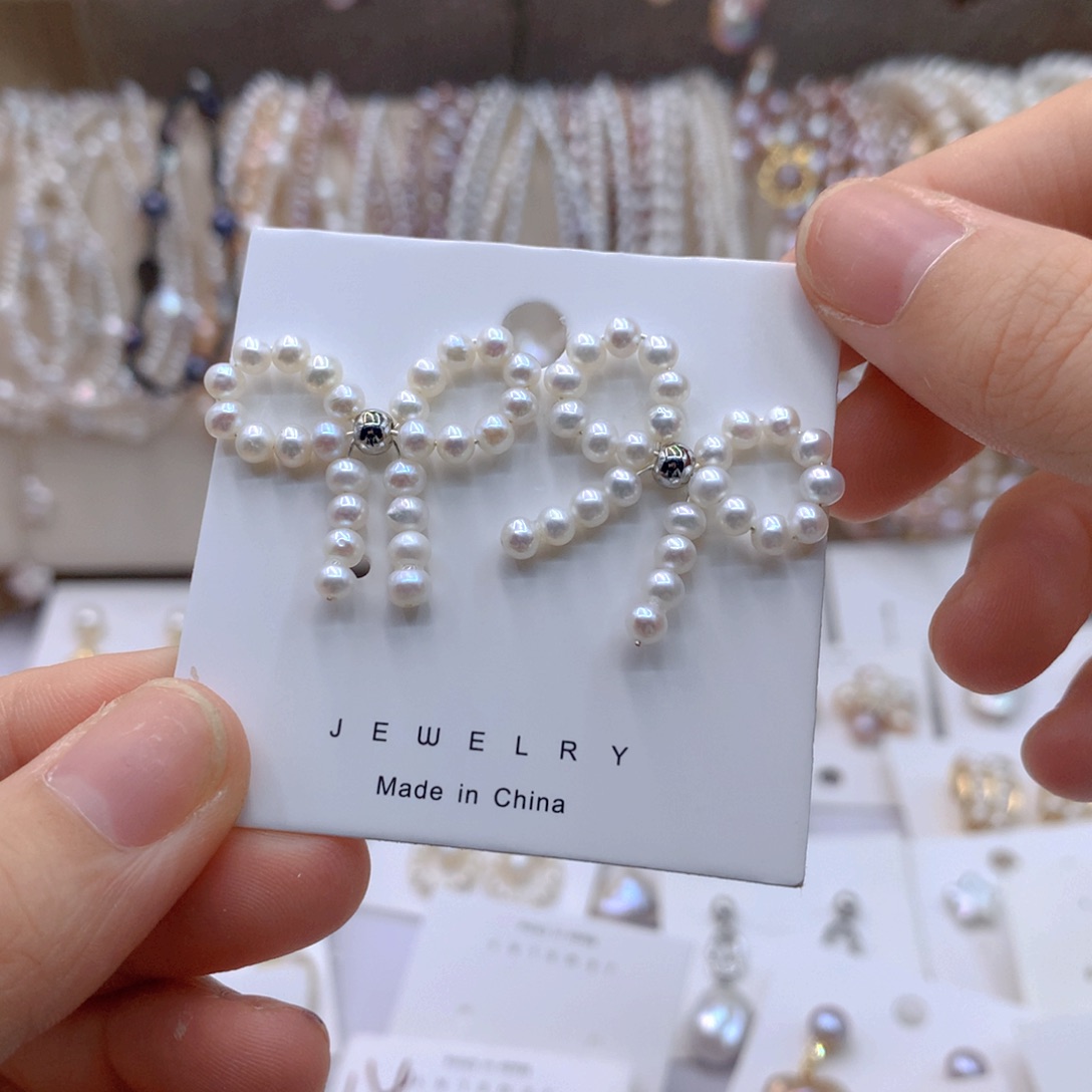 淡水珍珠耳饰银S925镶嵌