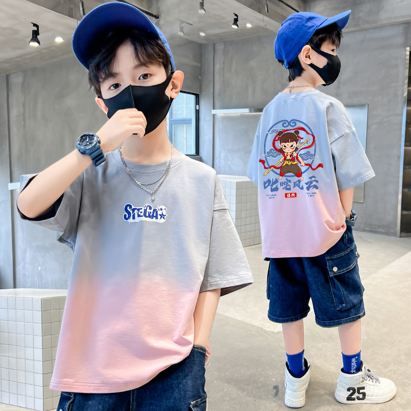 【100%纯棉】儿童T恤短袖2025年夏季新款中大童男童夏款男孩半袖潮T