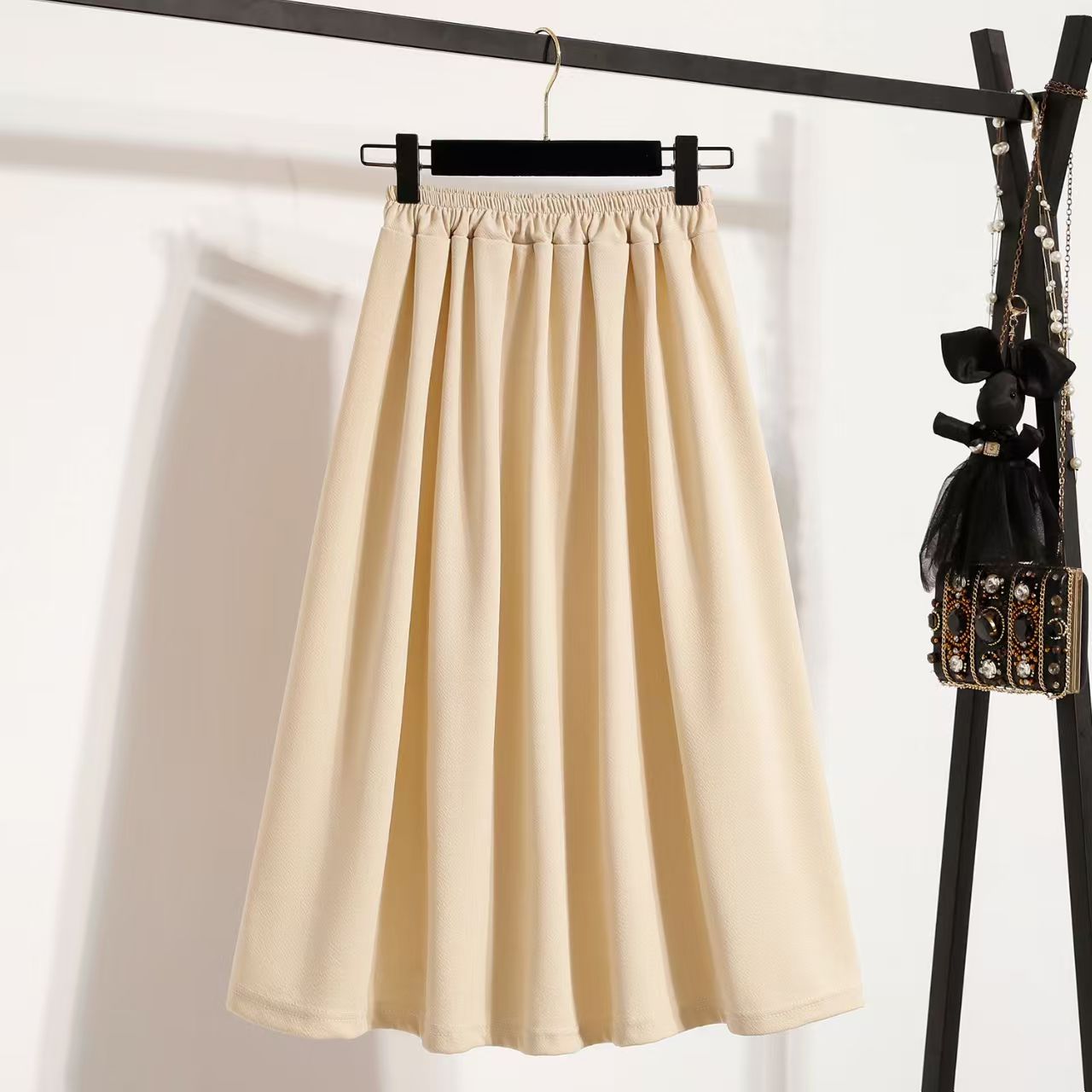 薄款高腰半身裙法式奶咖色长裙裙子韩版秋冬【C区套装】7283 套装