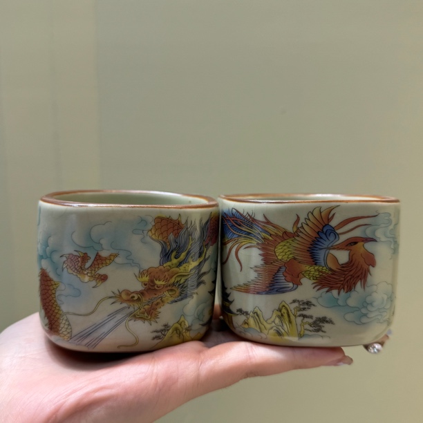 龙凤四方杯对杯主人杯高档家用养生茶杯