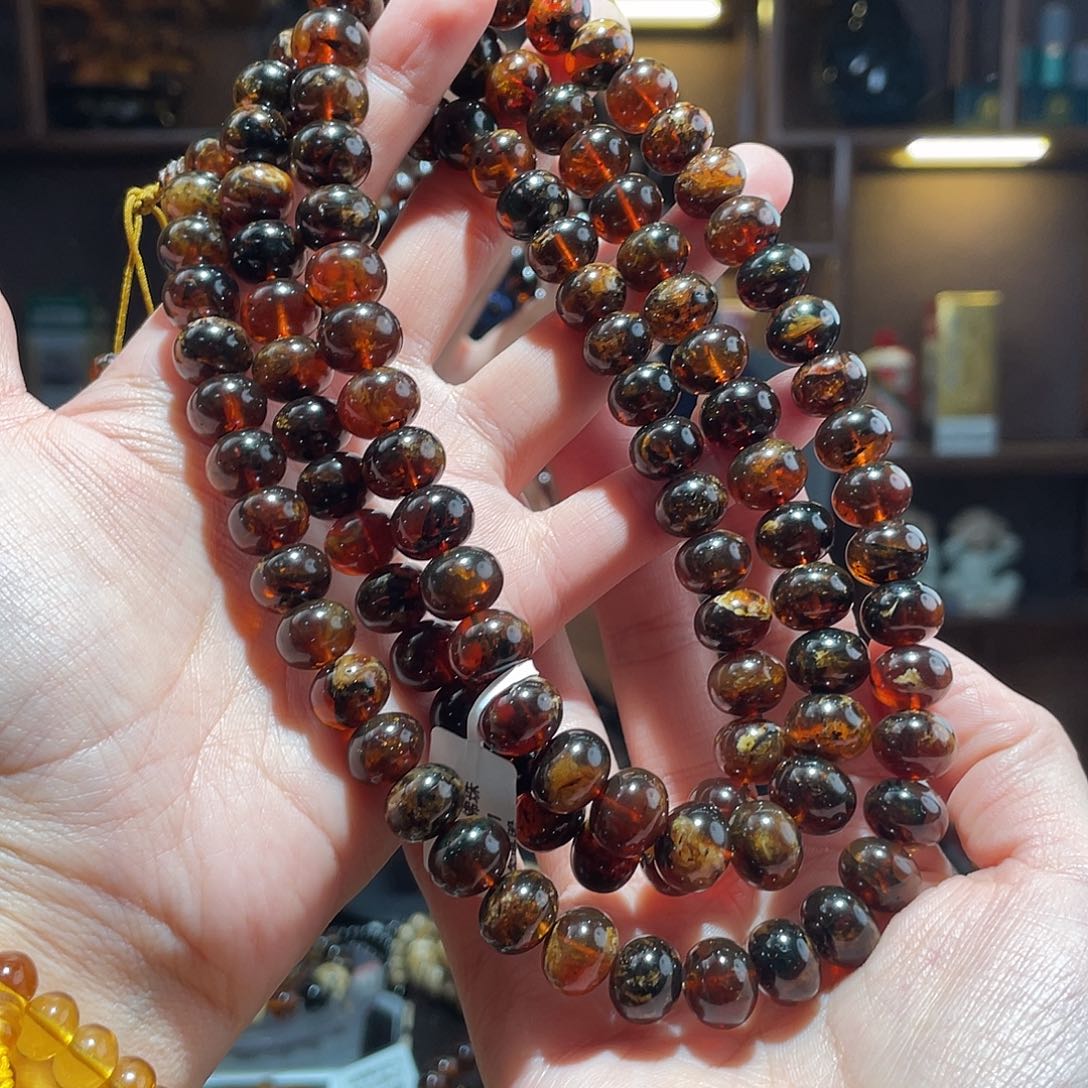 琥珀手链未镶嵌11m血蜡花