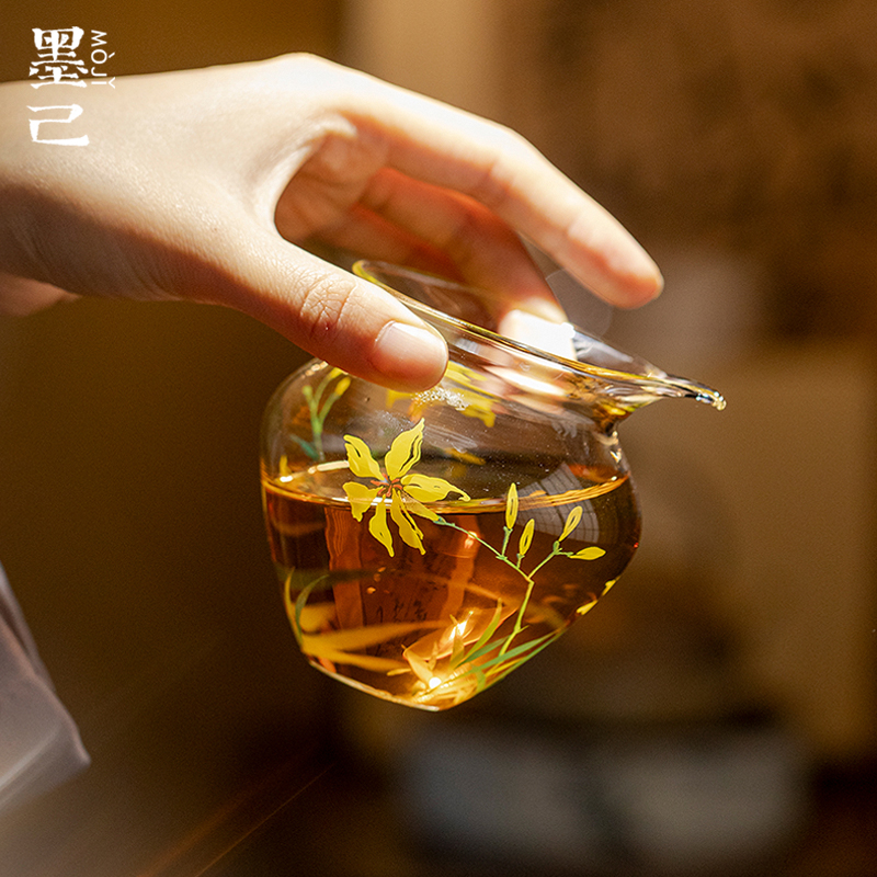 墨己瑞璃玻璃束口公道杯茶具配件流芳金兰耐高温高颜值分茶器公杯