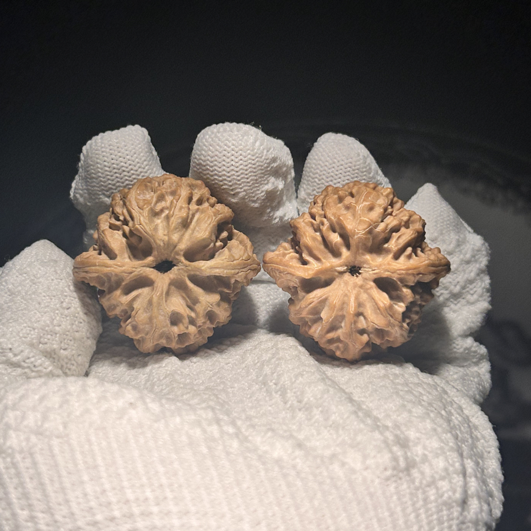 文玩核桃把件边39.5苹果园十字金钱底麒麟纹官帽四座楼狮子头精配