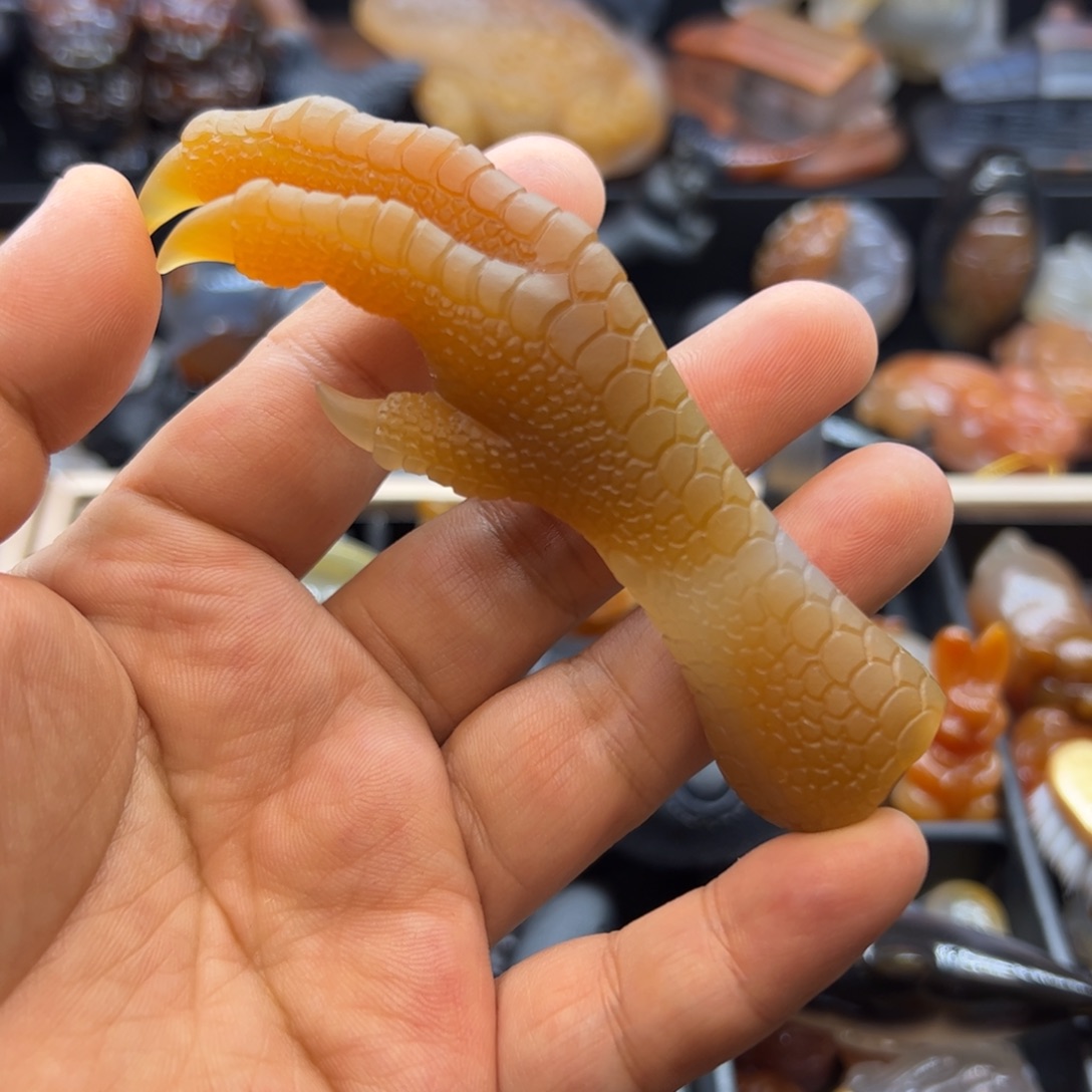 玛瑙/玉髓未镶嵌挂件摆件手玩件鸡爪子