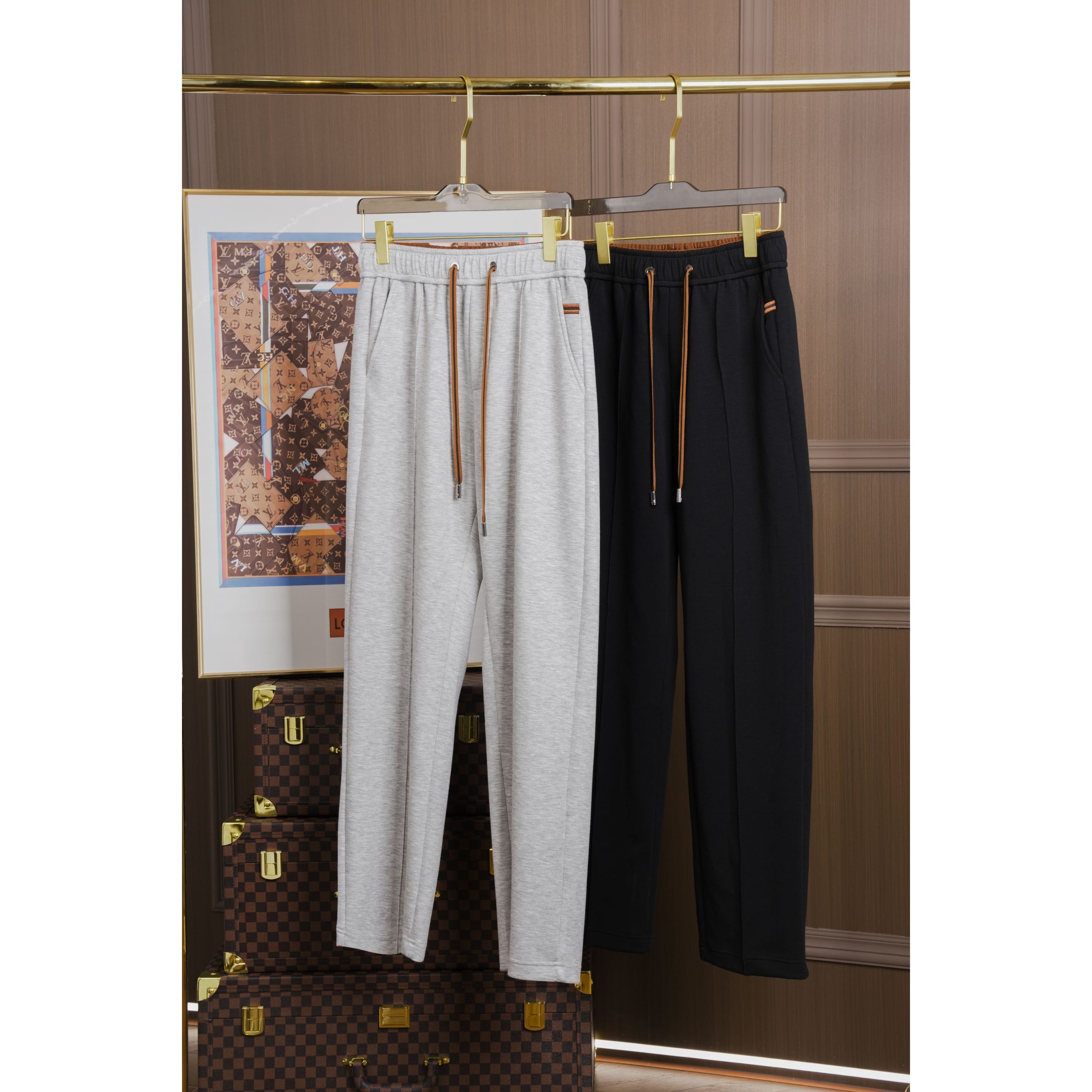 鱼—秋冬男士棉感混纺透气垂感针织休闲长裤C01005