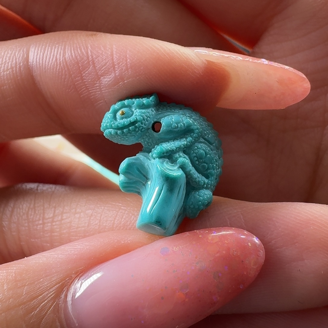 绿松石未镶嵌吊坠(不含链)蜥蜴