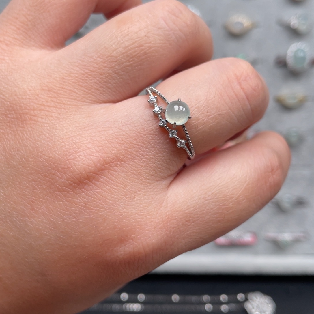 翡翠戒指银S925镶嵌戒指