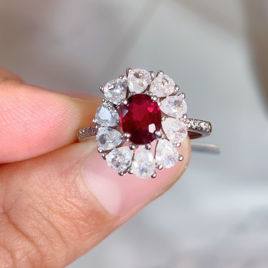 戒指戒指碧玺银S925镶嵌