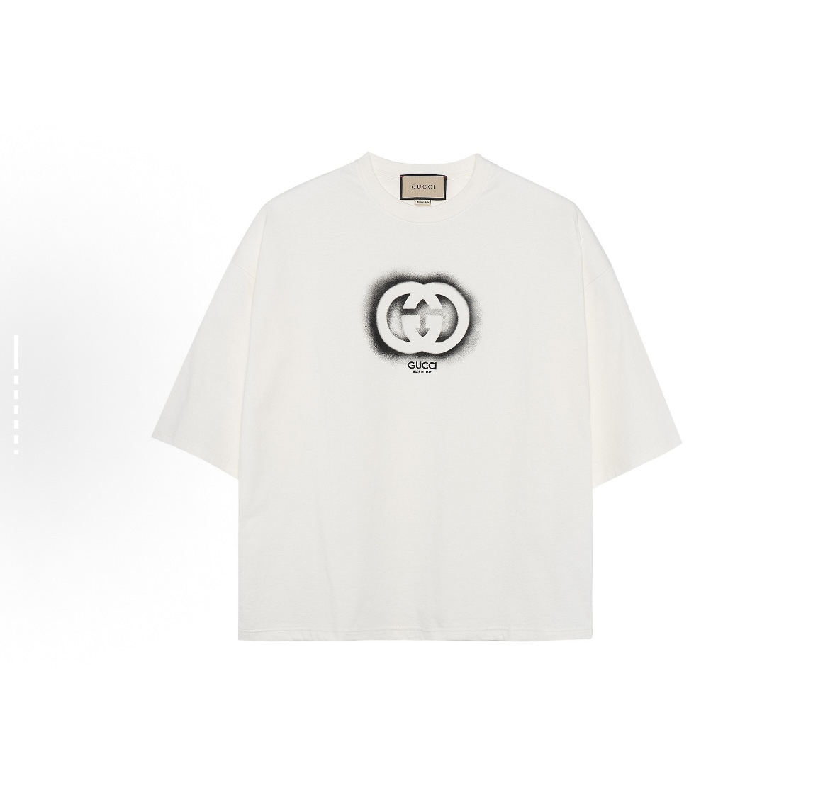 全新未使用 GUCCI/古驰 白色字母logo印花圆领宽松纯棉短袖