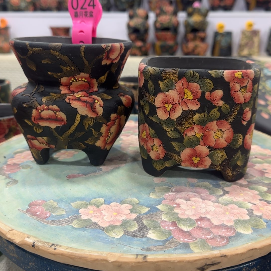 ****多花盆紫砂精品多肉手绘花盆