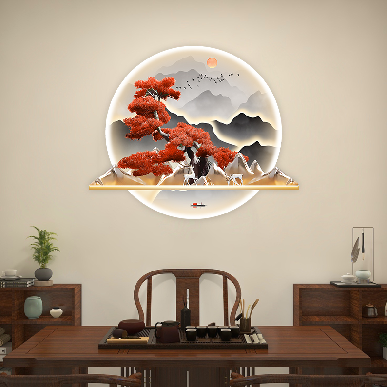 DK005五福临门葫芦入户玄关装饰画走廊过道挂画新中式客厅山水画