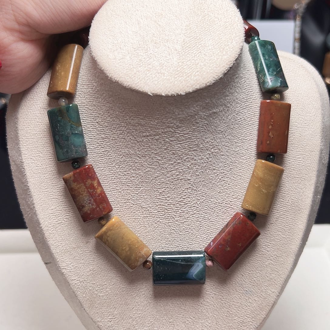 玛瑙/玉髓未镶嵌珠宝半成品t376莫兰迪色系玛瑙捅珠16×24×8