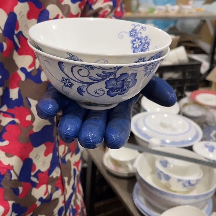 瓷片骨质瓷5英寸饭口碗一对 口径12.5厘米