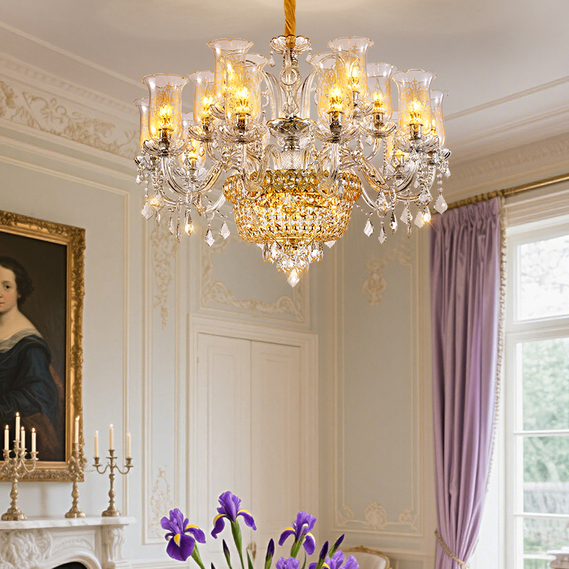 【煌希绽】法式水晶客厅吊灯美式中古复古餐厅卧室灯高层挑空别墅灯