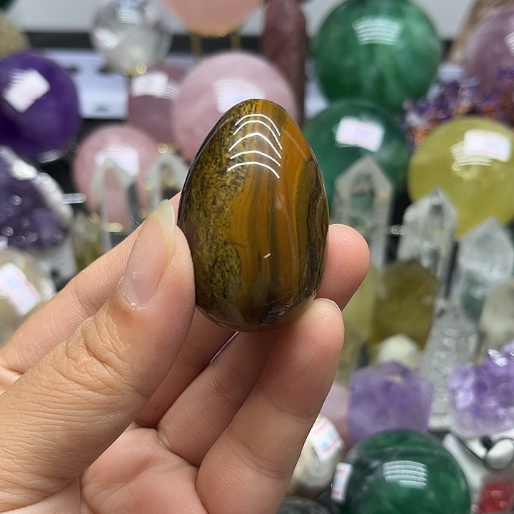 未镶嵌珠宝半成品水晶62克黄虎晶蛋