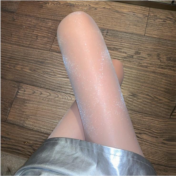 珠光丝袜女一线裆银葱连裤袜微闪炫彩丝透明袜薄款打底袜尼龙丝是