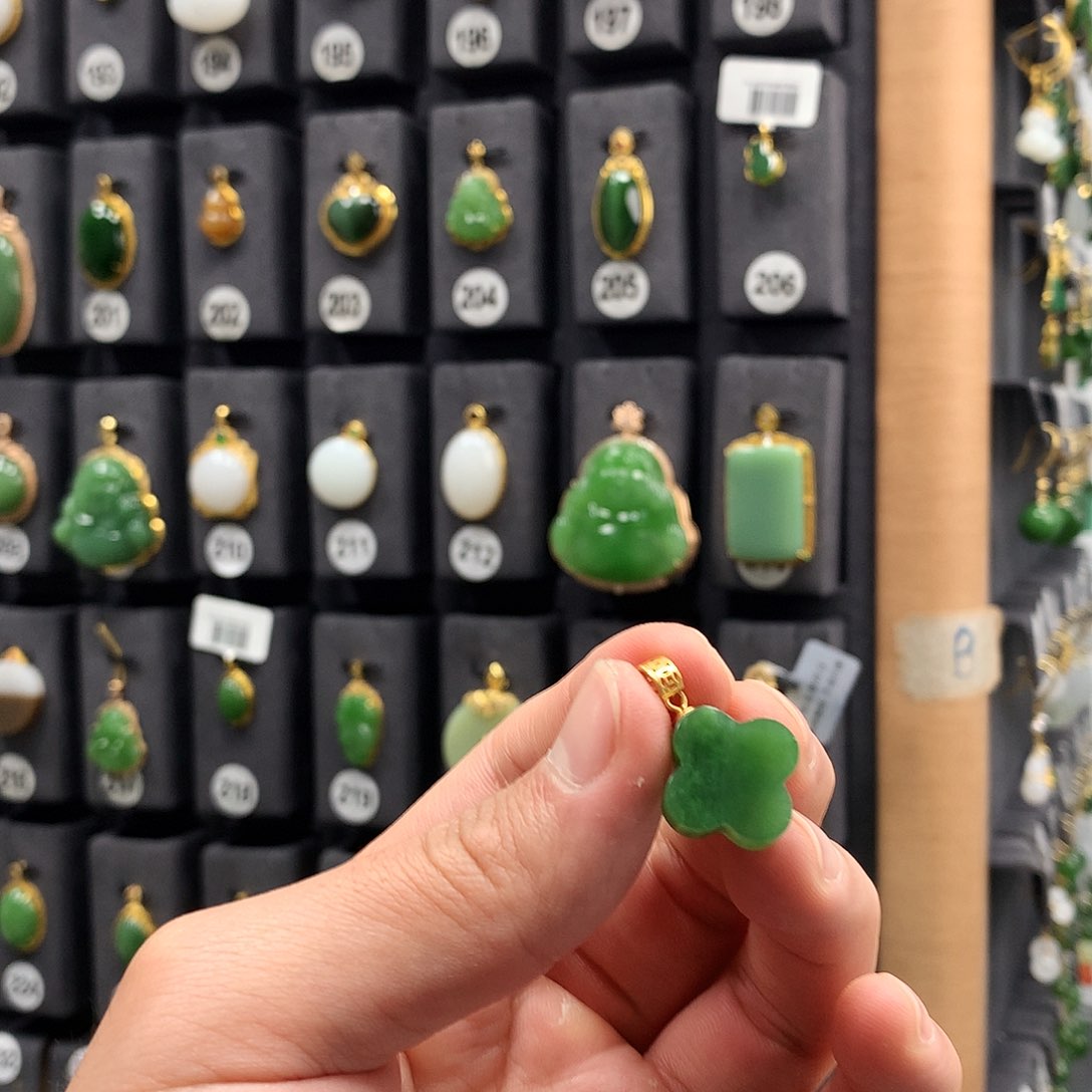 和田玉颈饰银S925镶嵌