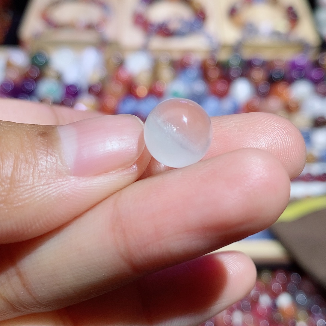 水晶未镶嵌珠宝半成品聚宝盆白兔毛单珠