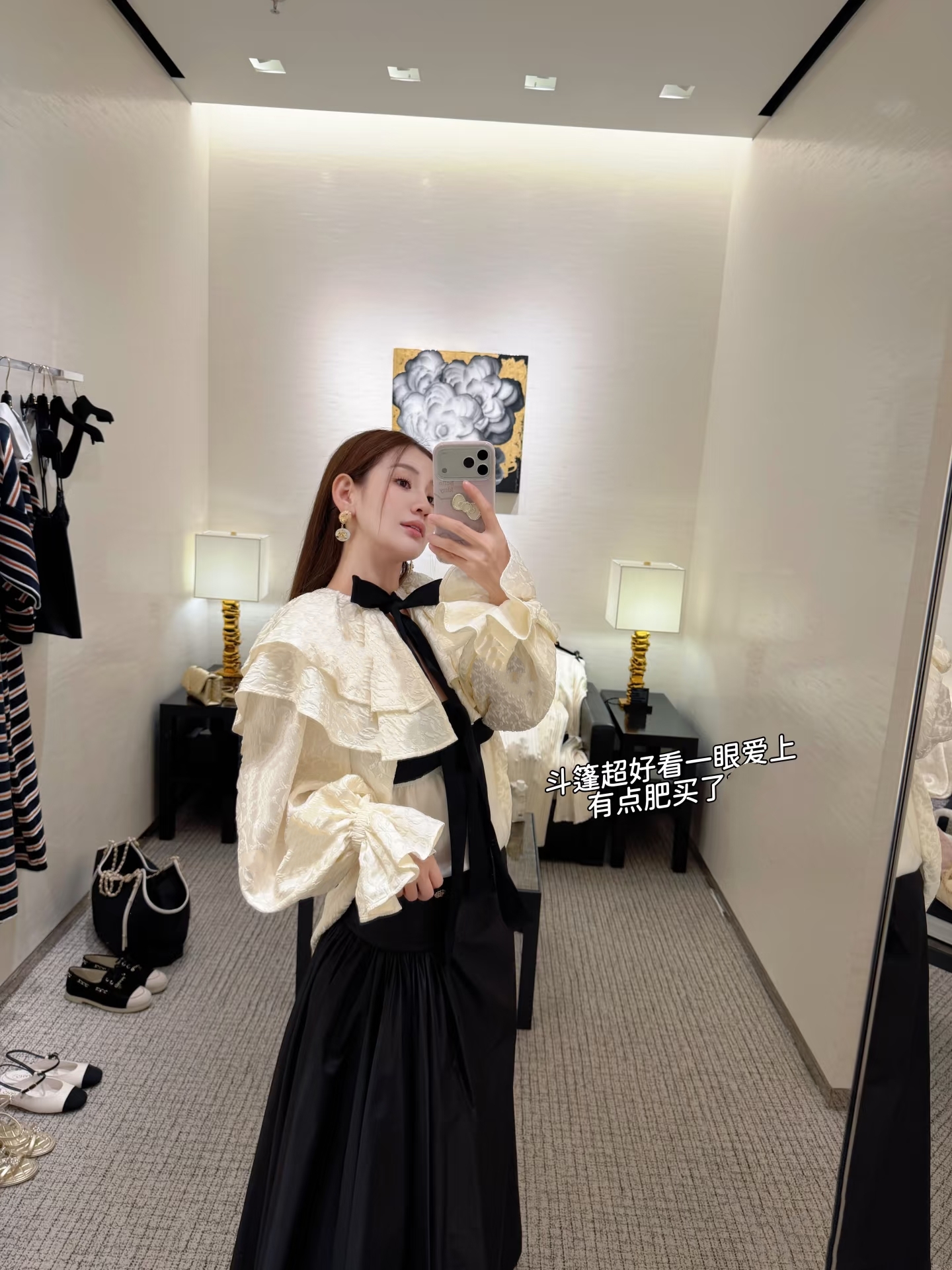 【CC】香寄新款满花满印蝴蝶结斗篷