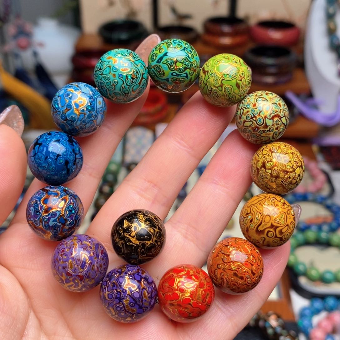 大漆15mm犀皮纹精品手串