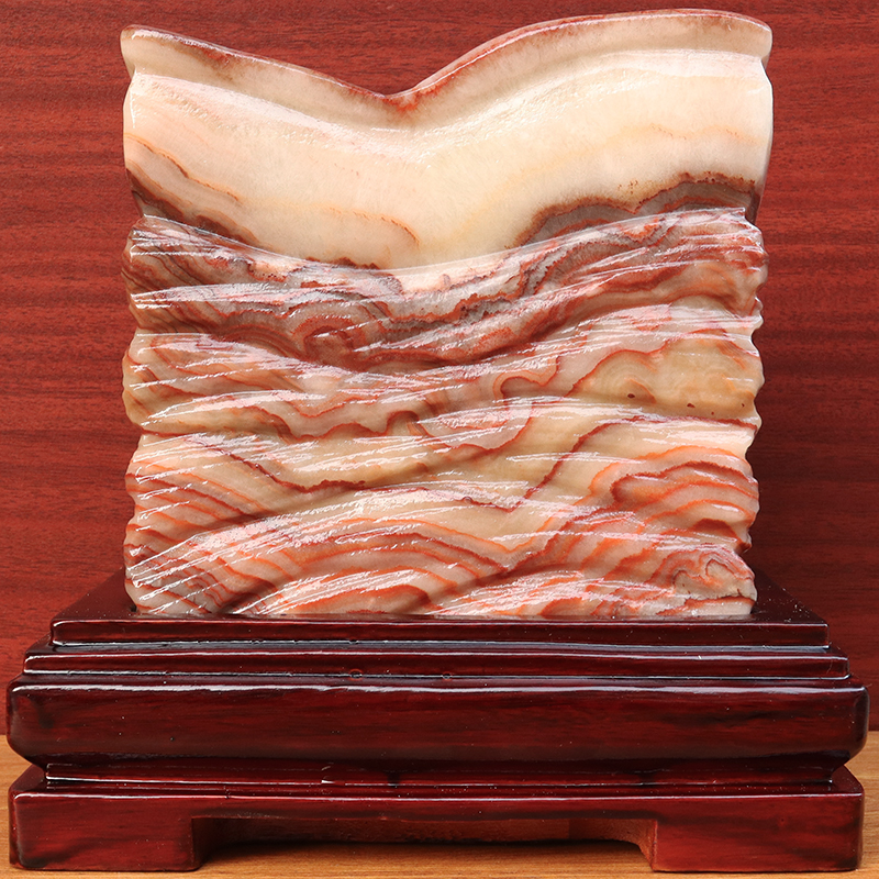 奇石20*20*8cm5202g摆件天然石材猪肉石五花肉装饰工艺品礼物礼品