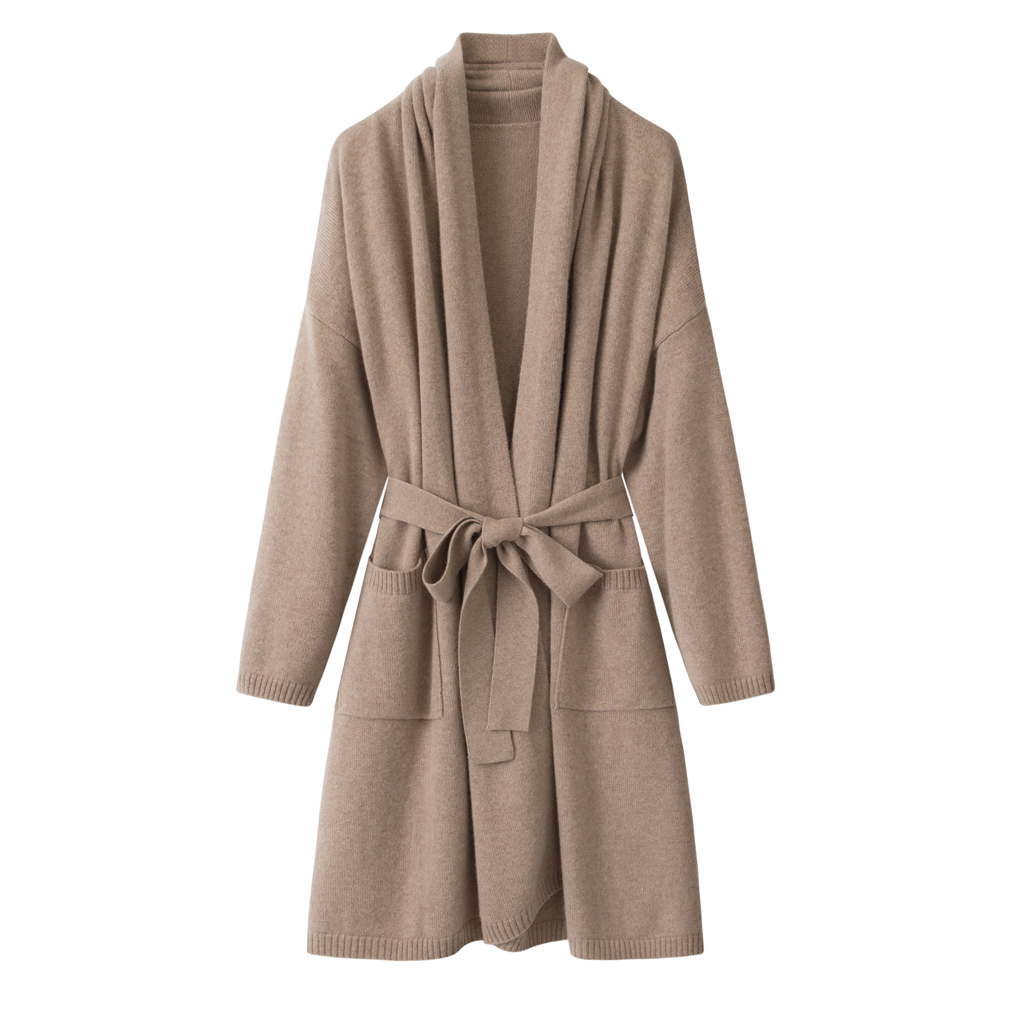 V领毛衣大码加厚女开衫休闲纯羊绒针织中长款宽松气质保暖秋冬季