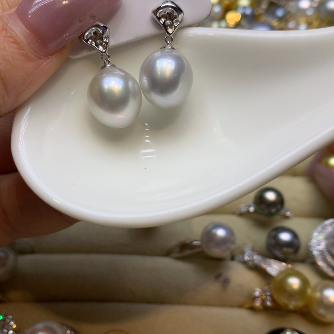 银S925镶嵌耳饰海水珍珠