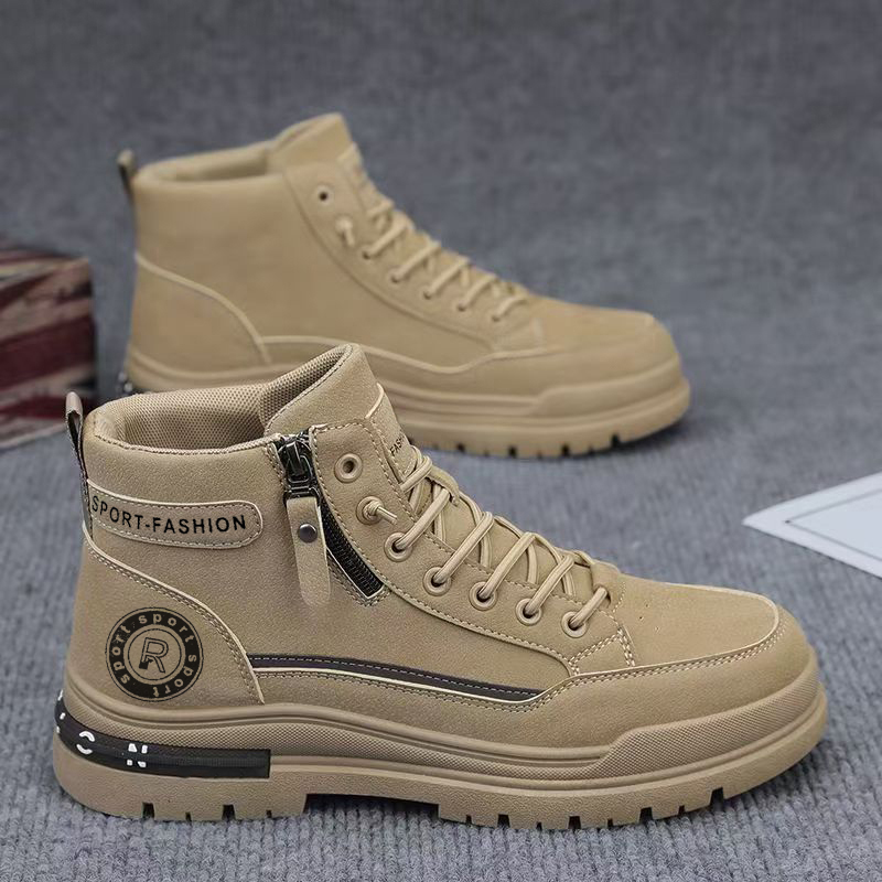 如马丁靴男高帮秋季英伦风登山防水防滑上班工作劳保工装靴LD883