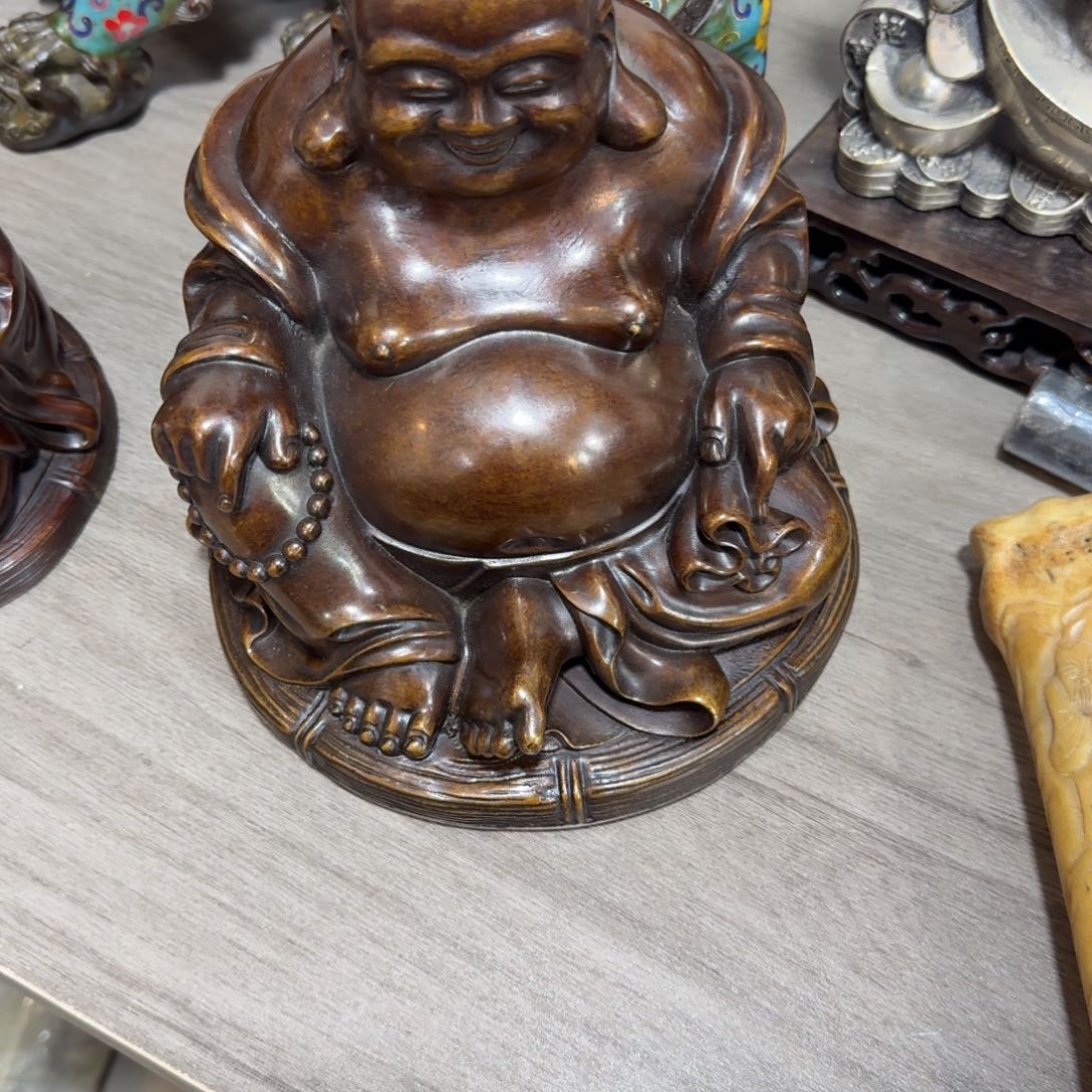 洋***将铜铜弥勒桌面摆件热卖