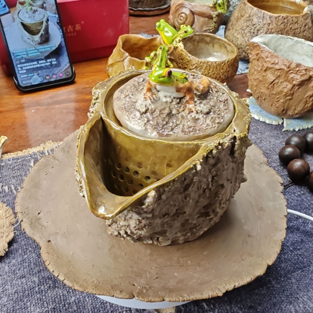 仿生陶瓷纯手工雕塑瓷茶周边手把壶艺术陶瓷国高工