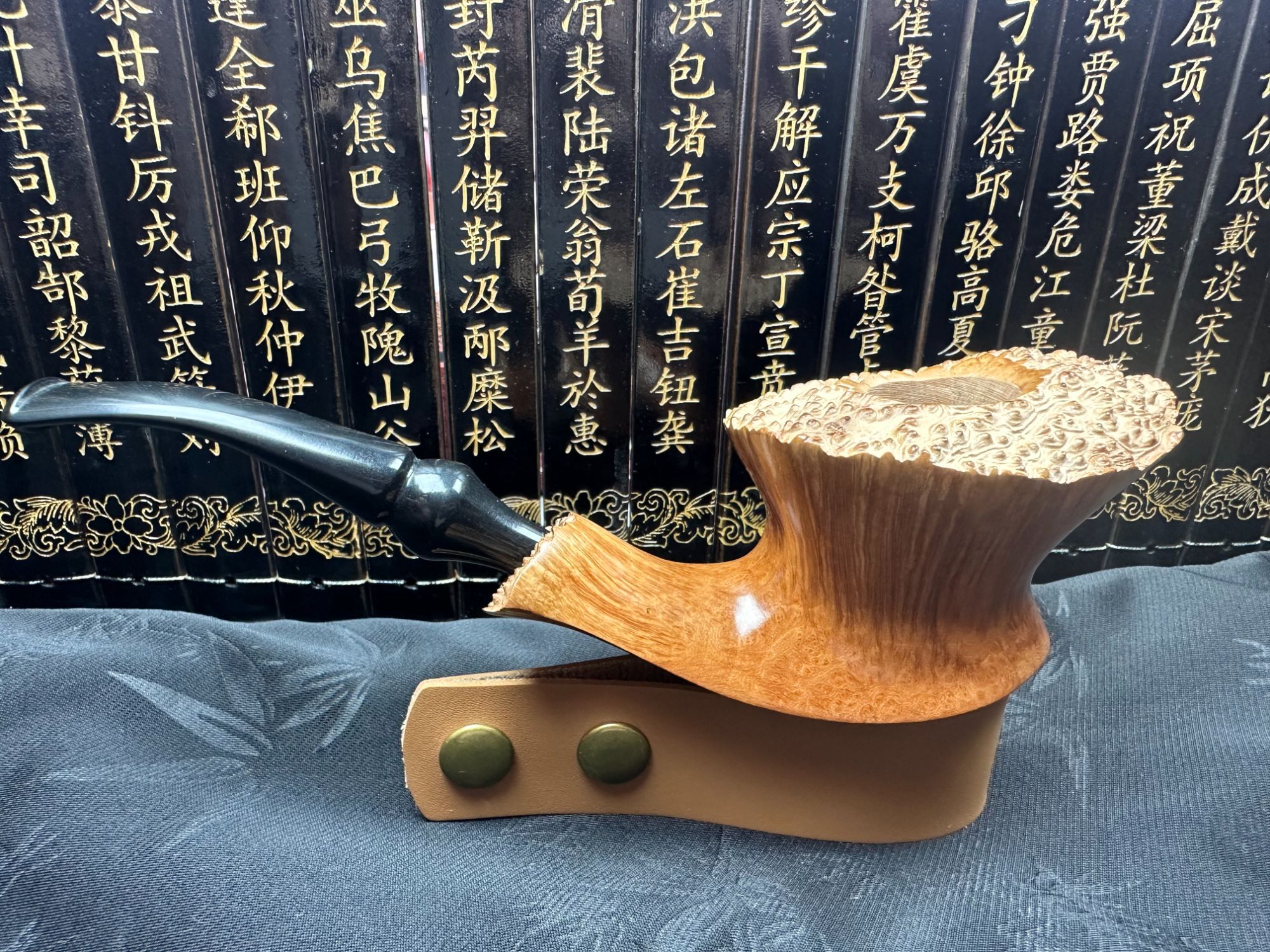 原木色双瘤皮一叶匾舟石楠木手工烟斗