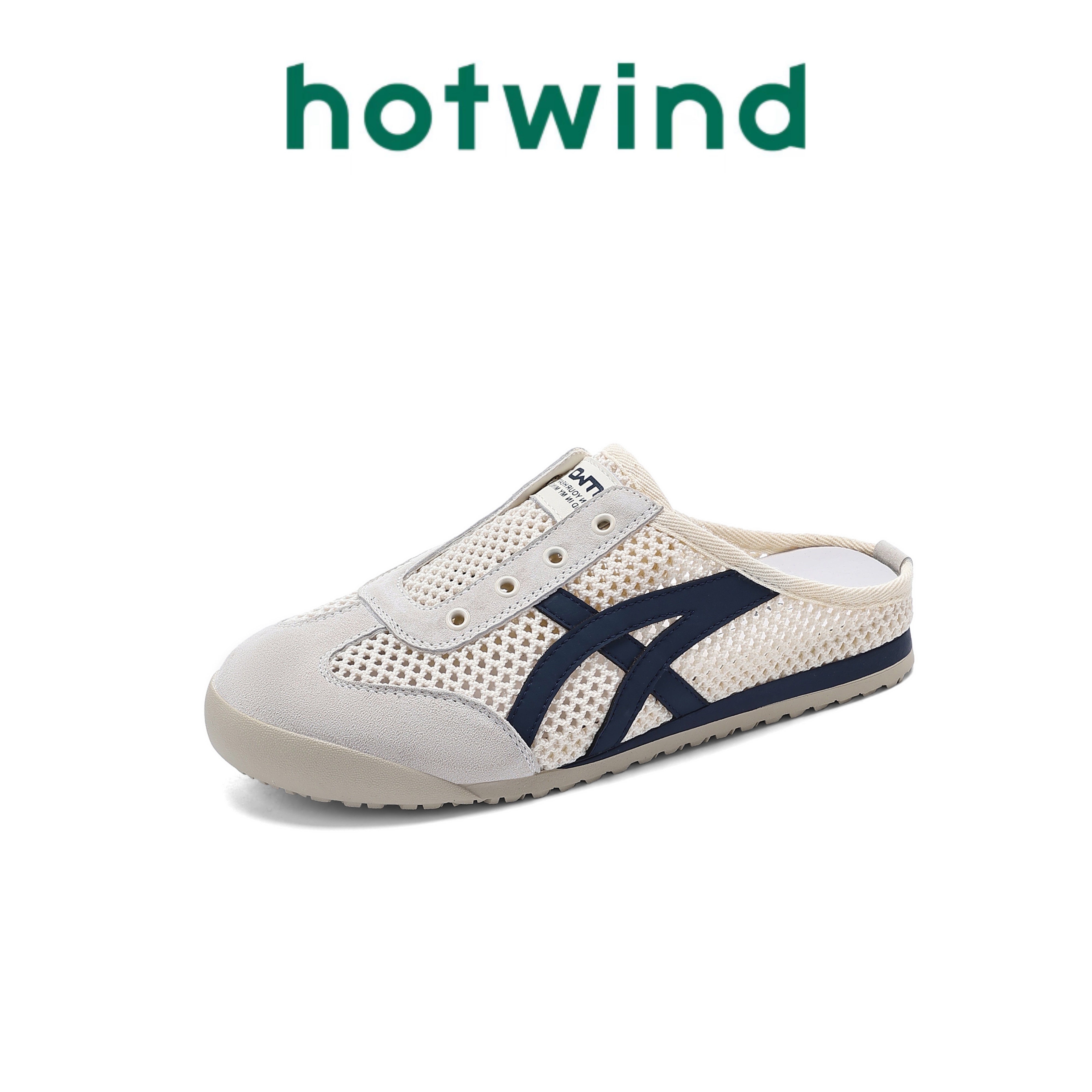 Hotwind/热风夏季新款半拖鞋一脚蹬编织透气镂空凉鞋时尚休闲板鞋