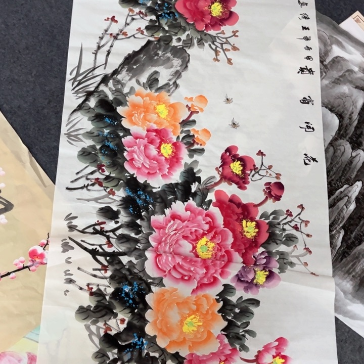 国画阿*作品原文春游时分日
