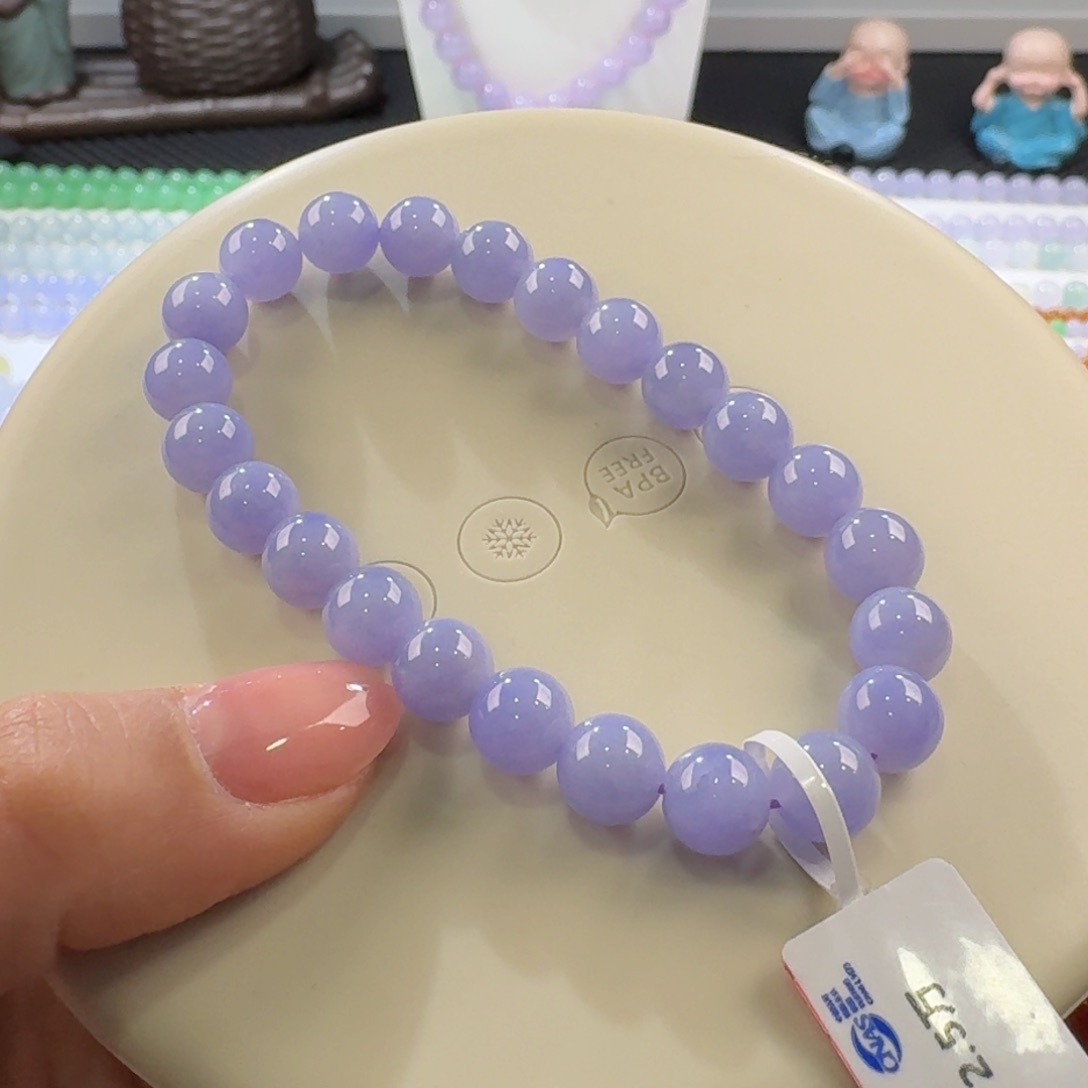 翡翠手链未镶嵌新款妖紫单圈8mm