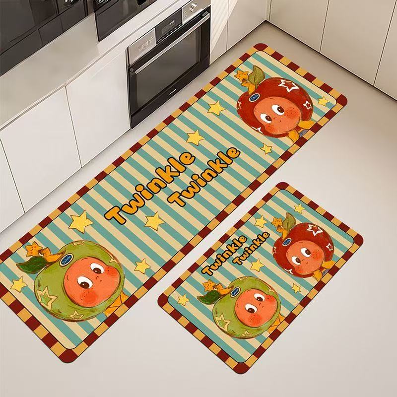 （组合装）红苹果星厨房地垫防滑防油可擦免洗家用耐脏硅藻泥吸水垫