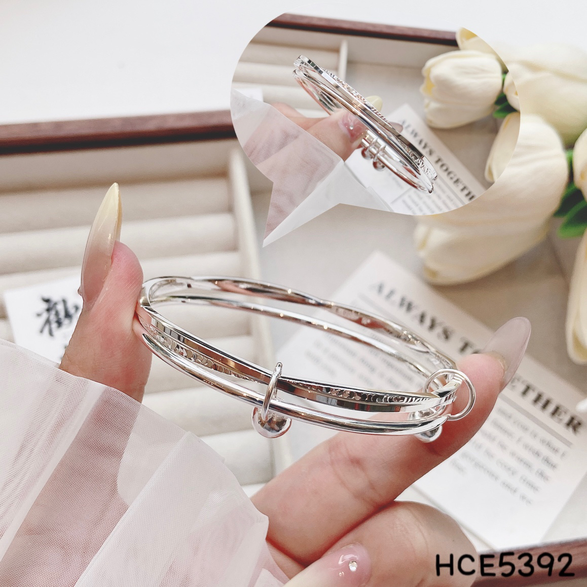 足银手镯 足银999手镯 一光一鳞吊坠配件实口轻奢甜美简约手镯