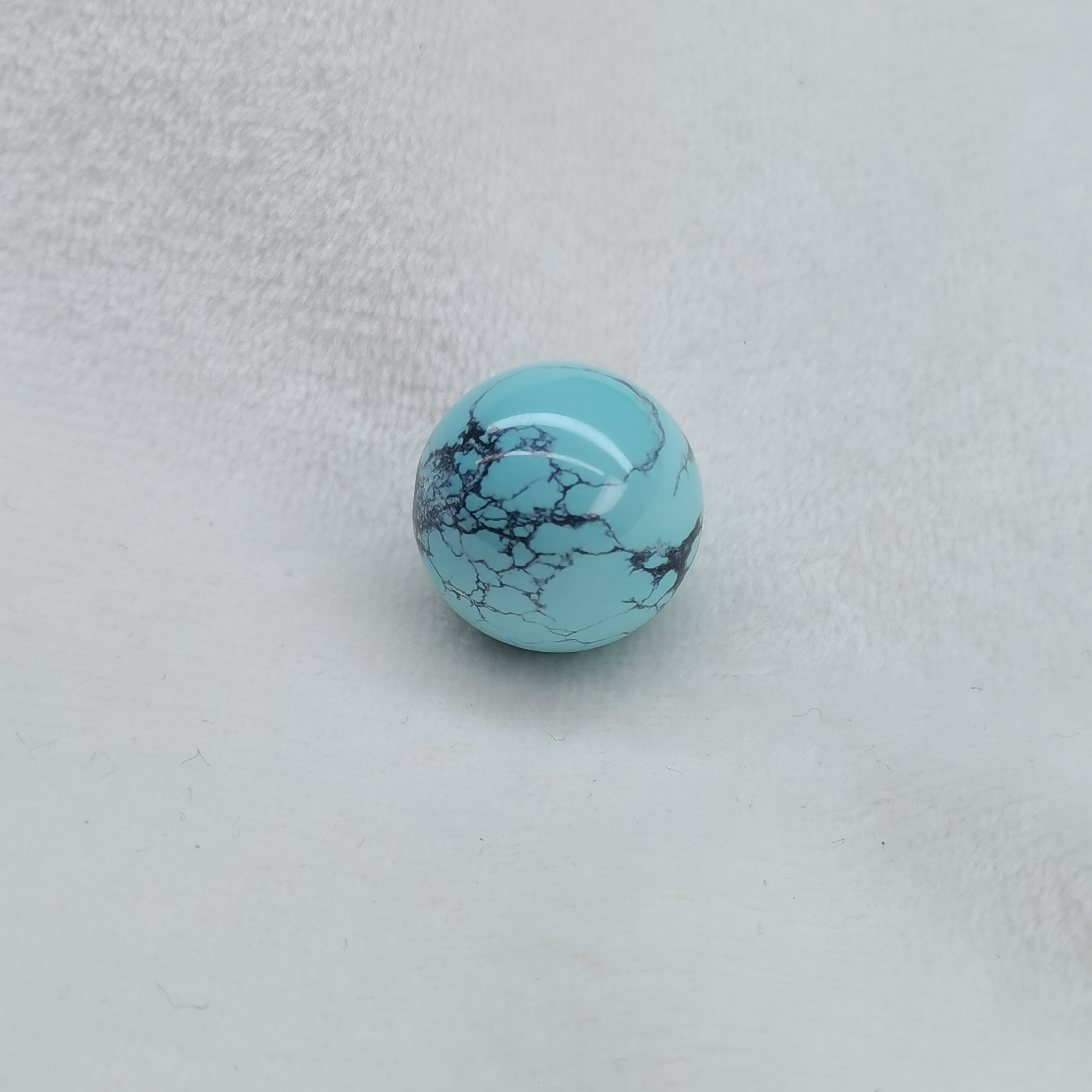 原矿高瓷蓝绿松石水墨纹圆珠 直径14.9MM 重4.5g