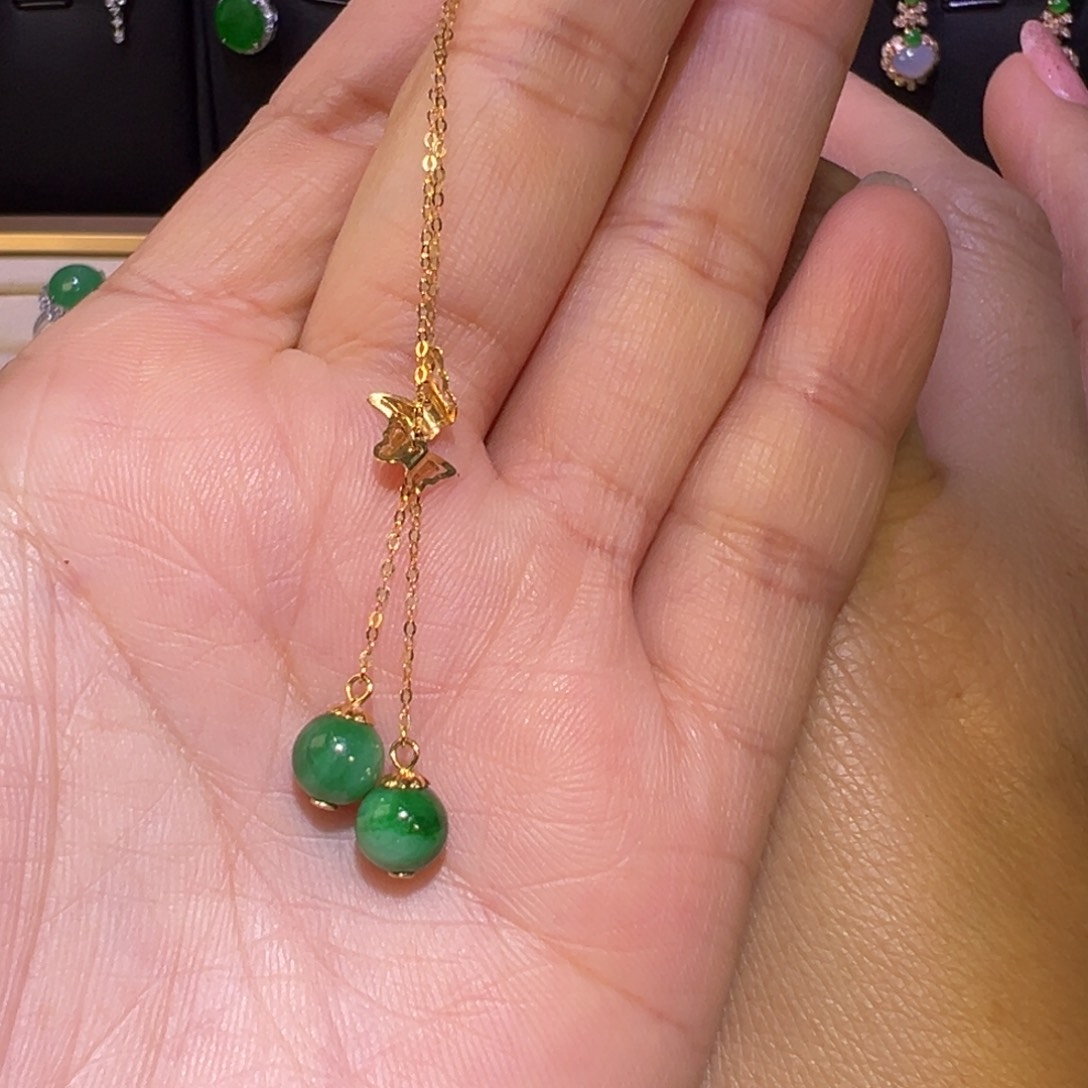 翡翠耳饰18K金镶嵌耳环