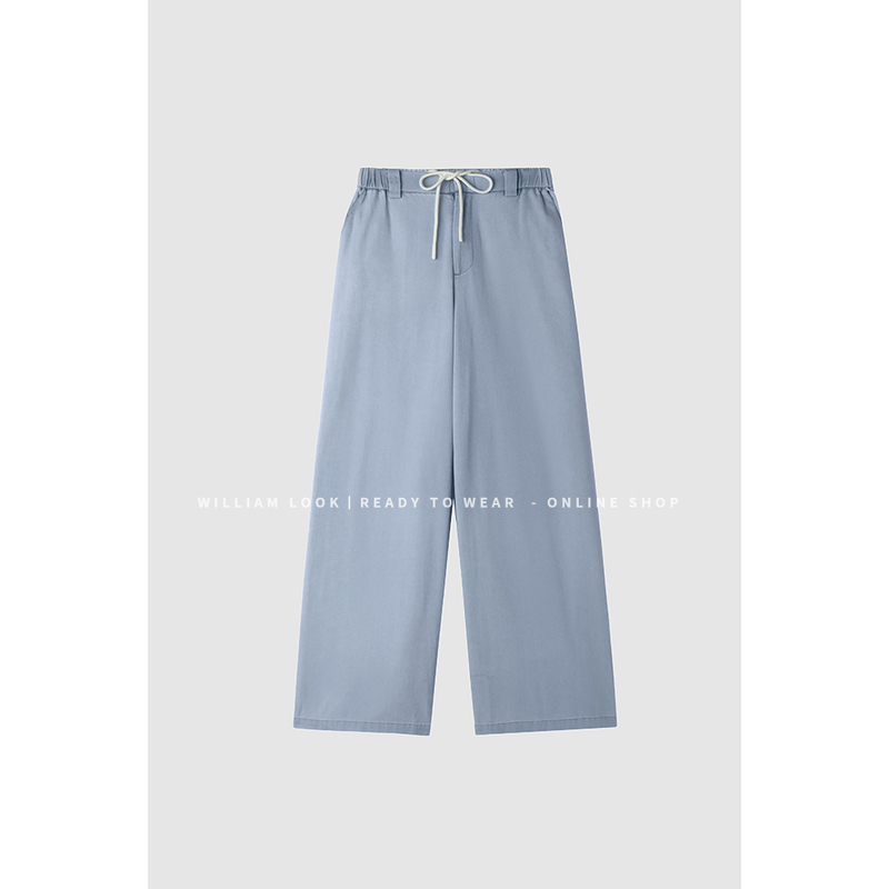 威廉威 男女同款【缪裤子】高定颜色浅蓝牛仔洗水做旧牛仔裤E904