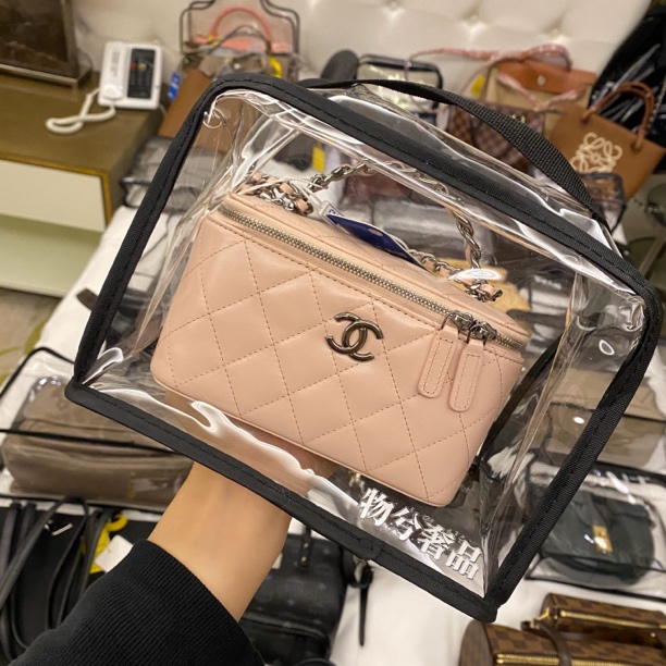 99新 Chanel/香奈儿 包展 23K粉色钻柄化妆盒子包 4021210008241