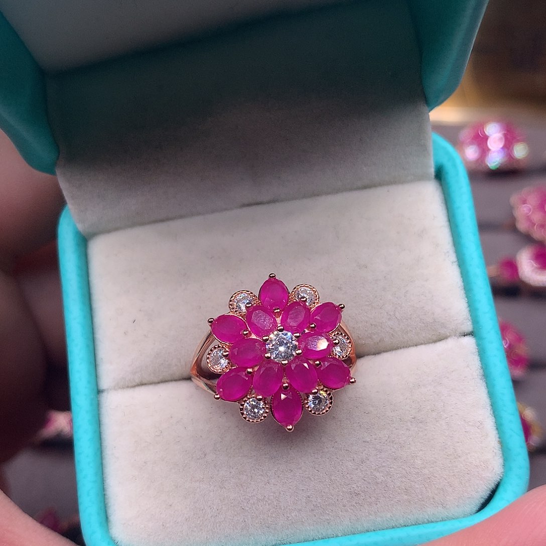 红宝石戒指银S925镶嵌